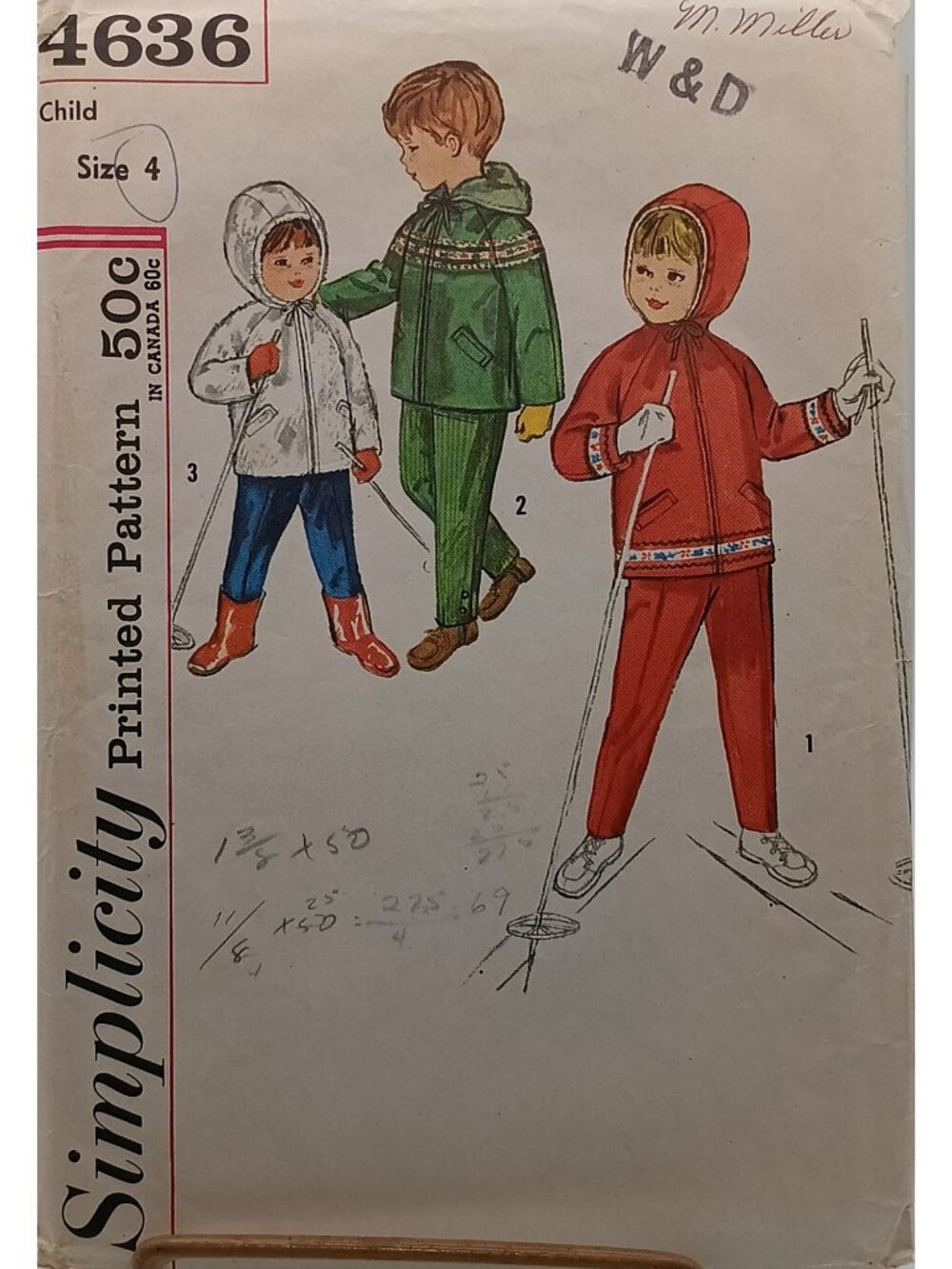 Simplicity 4636 Vintage 1960s Childs Hooded Jacket & Pants Sewing Pattern Size 4
